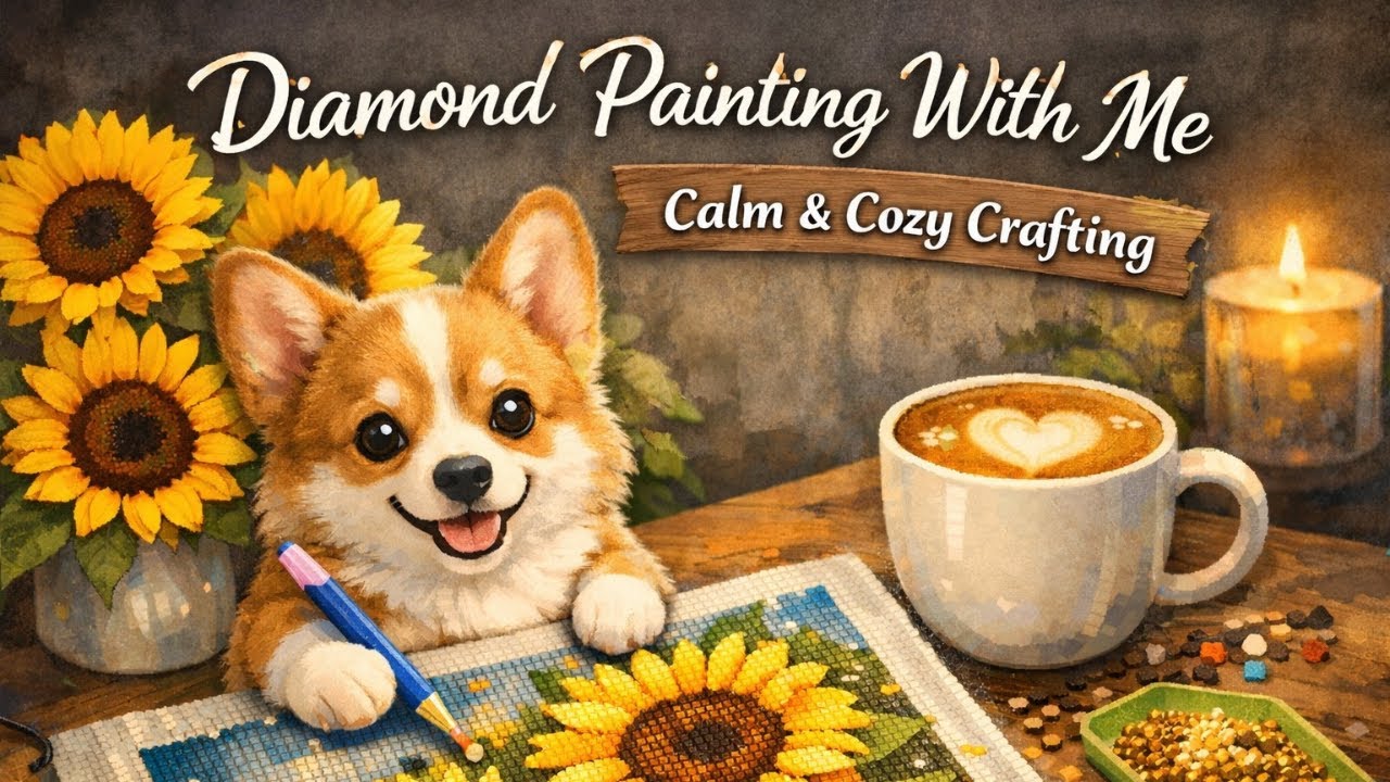 Diamond Painting With Me | Calm & Cozy Crafting | Hobby Lobby Sunflowers | Budget Friendly Crafts