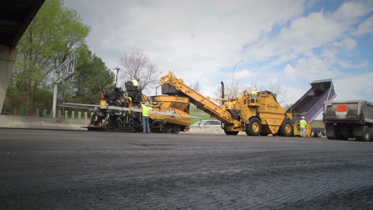 Three Lane Paving Train Tackles Seamless Highway