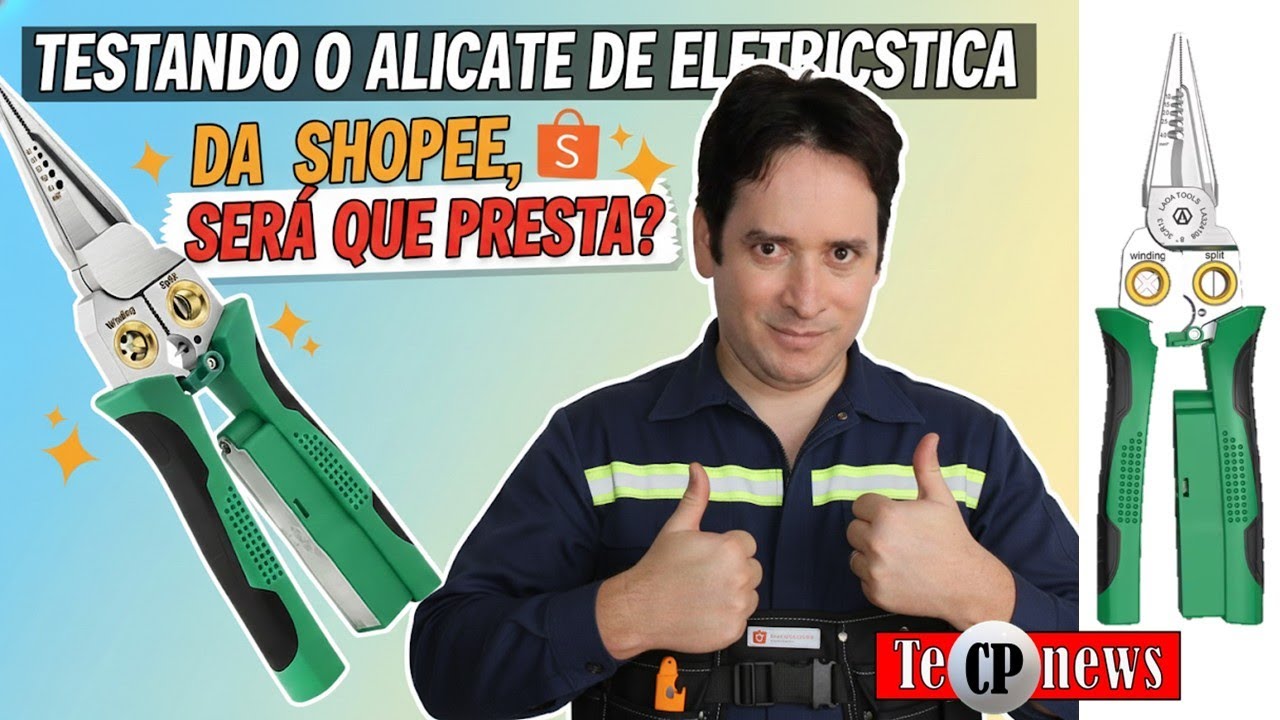 Alicate de Eletricista da Shoppe, Pinça Multifuncional com teste de polarida e corta fios.