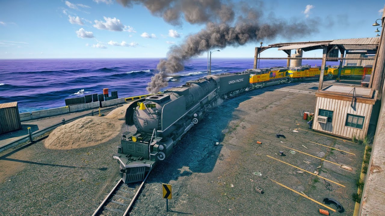 CHALLENGER Steam Train running on Extended Railroads in West Docks! - Grand Theft Auto V