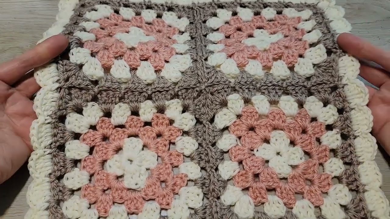 Granny Square afghan - add a shell border (ch) (sl st) (sc) (dc)