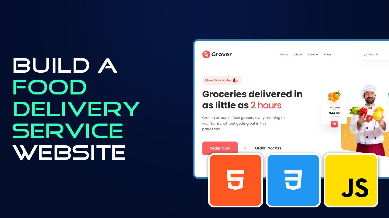 Build A Responsive Food Delivery Service Website With HTML & CSS 2022