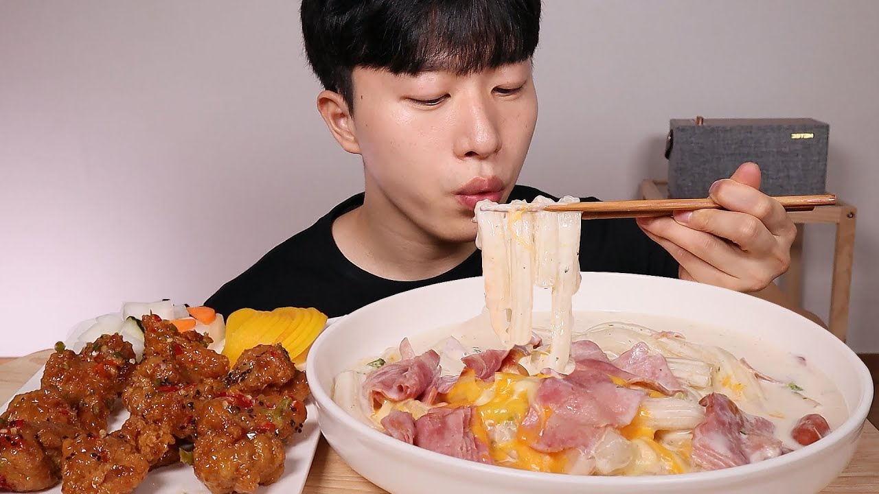 엽떡 신메뉴🔥🔥 부드럽고 꾸덕한 크림분모자떡볶이 자담치킨 맵슐랭치킨 먹방 ! !ㆍ먹고 싶은 거 다 먹기😎 ASMR MUKBANG Cream Tteokbokki chicken