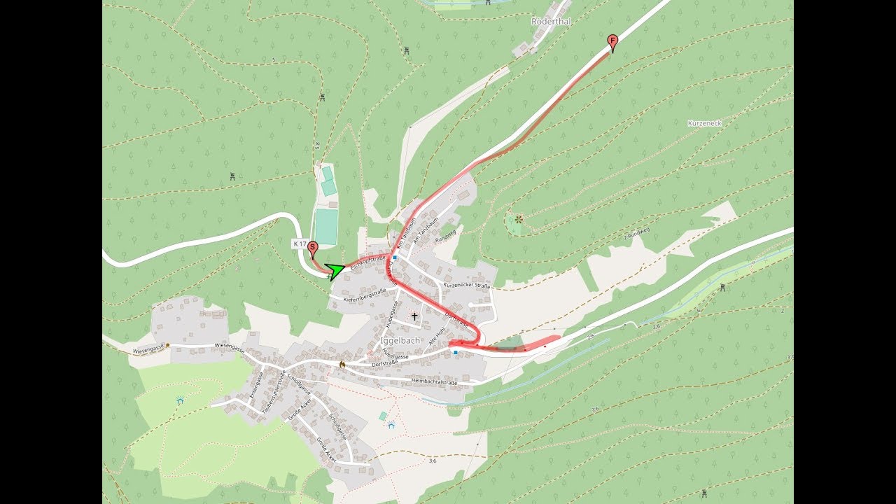Ortsdurchfahrt im Pfälzerwald/DÜW: Iggelbach (West rein, NO raus)