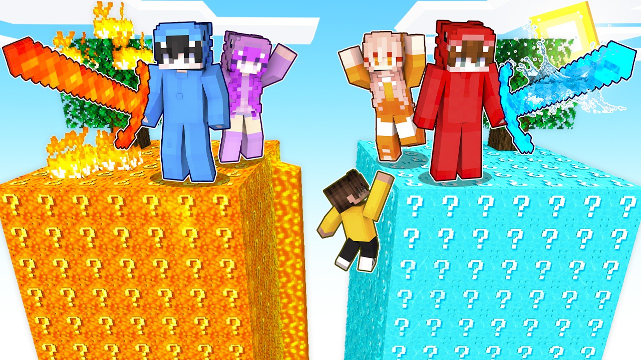 MUNDO de LUCKY BLOCKS LAVA vs LUCKY BLOCKS AGUA (Minecraft)