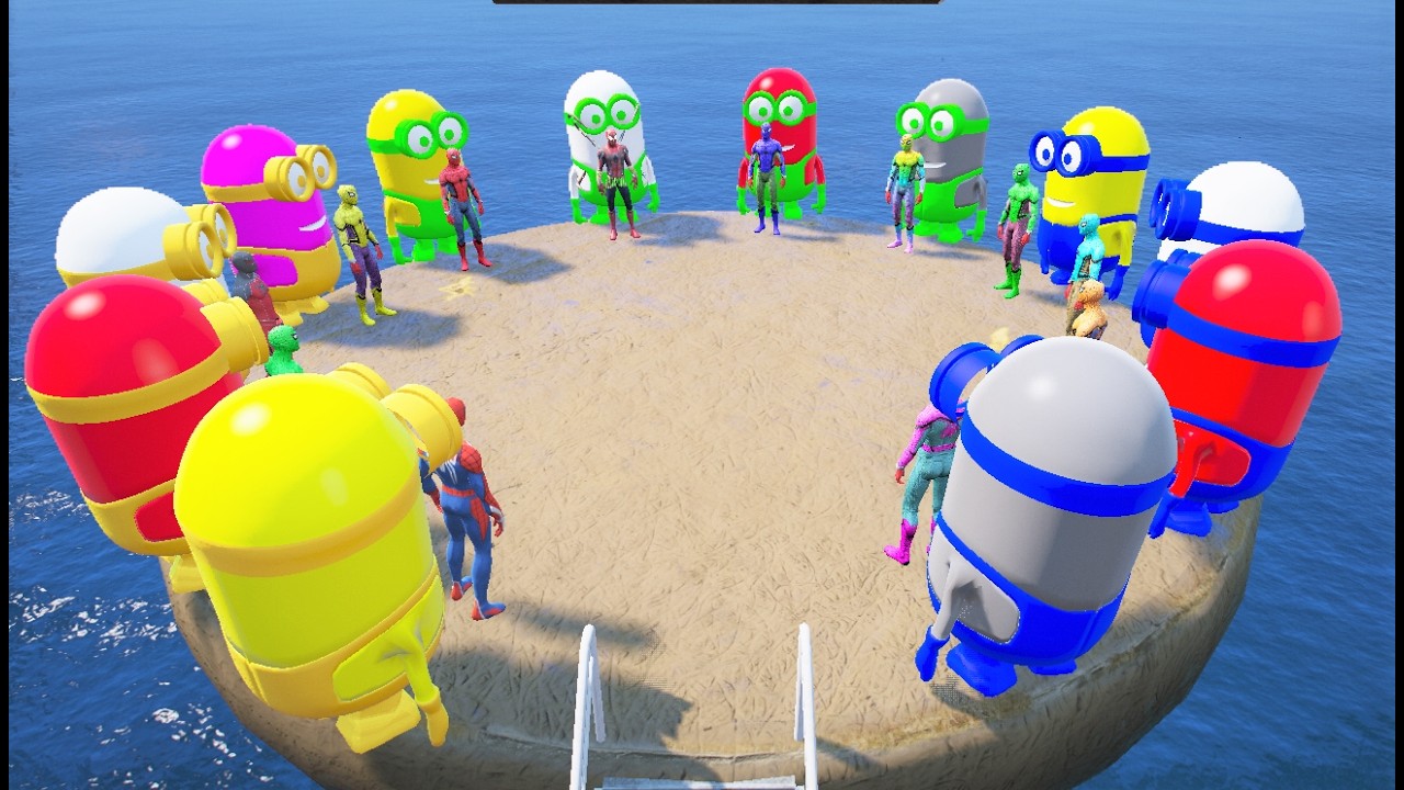 GTA 5 Epic Ragdolls SPIDERMAN VS RED MINION VS GREEN MINION (Euphoria Physic & Funny Fail) #172
