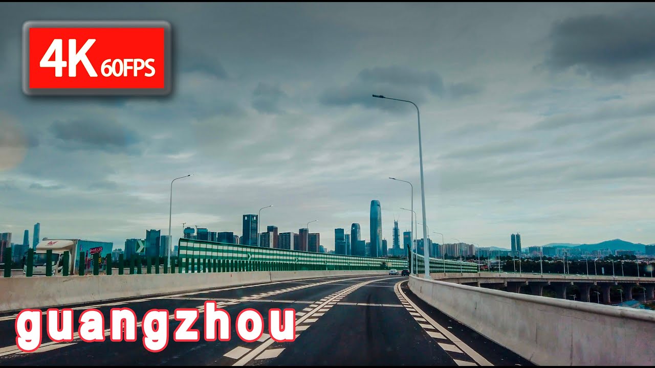 Driving in Guangzhou to the Guangzhou Convention and Exhibition Center-traffic jam in Guangzhou