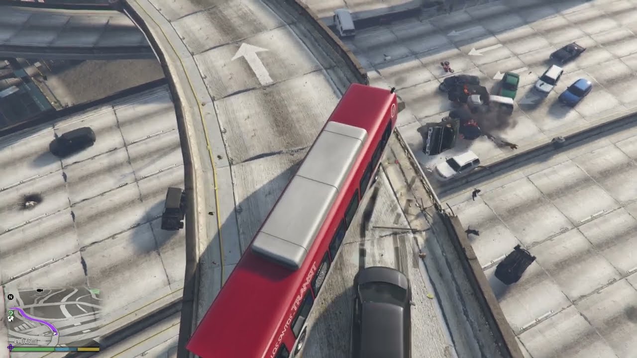 30 minutes of GTA 5 NPCs driving off an overpass