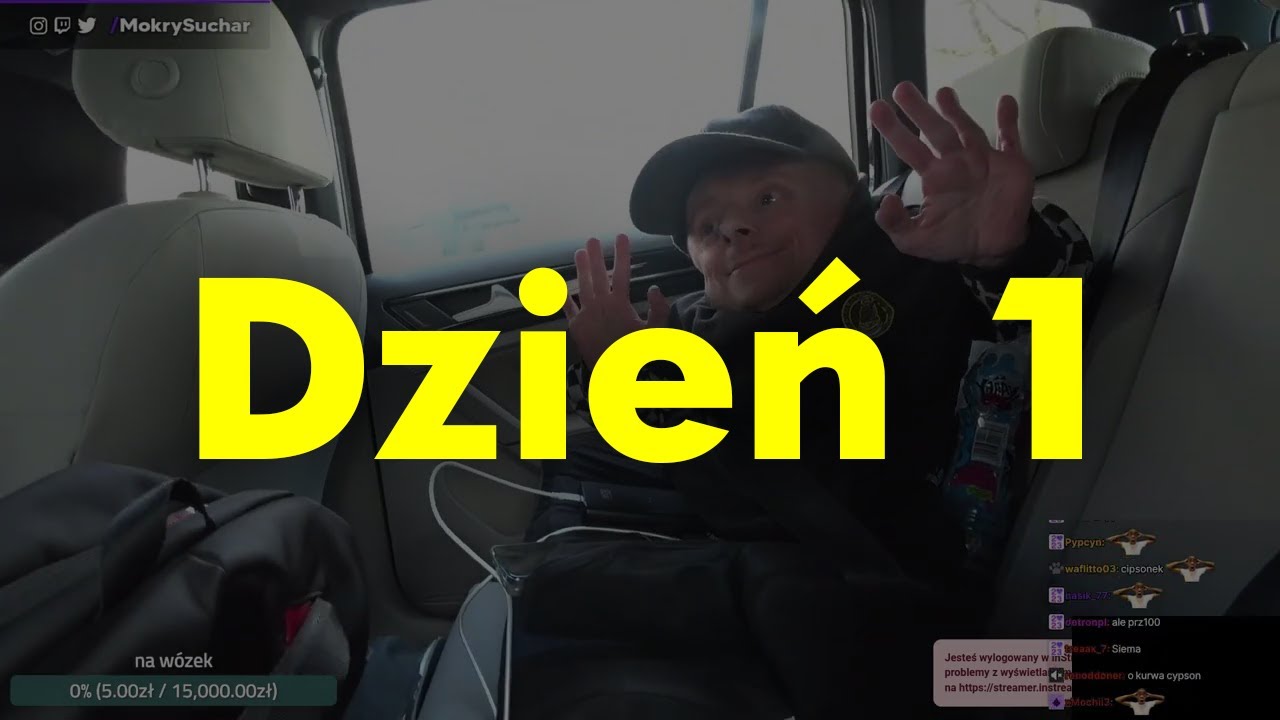 MikroTour dzień #1 | starcie cypka z Warszawą | zbieramy na nowy w&oacute;zek | MokrySuchar