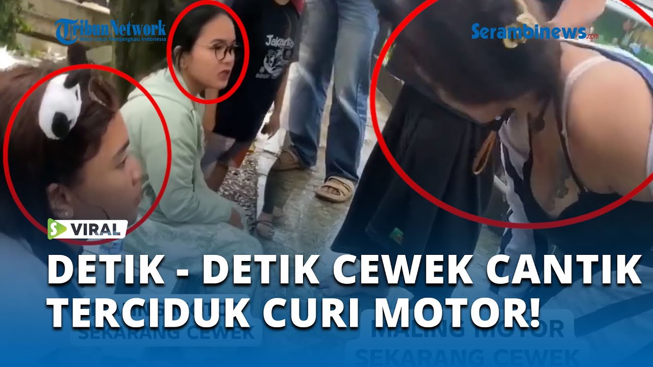 Detik-Detik Duo Cewek Cantik Ketahuan Mau Curi Motor, Warga Emosi