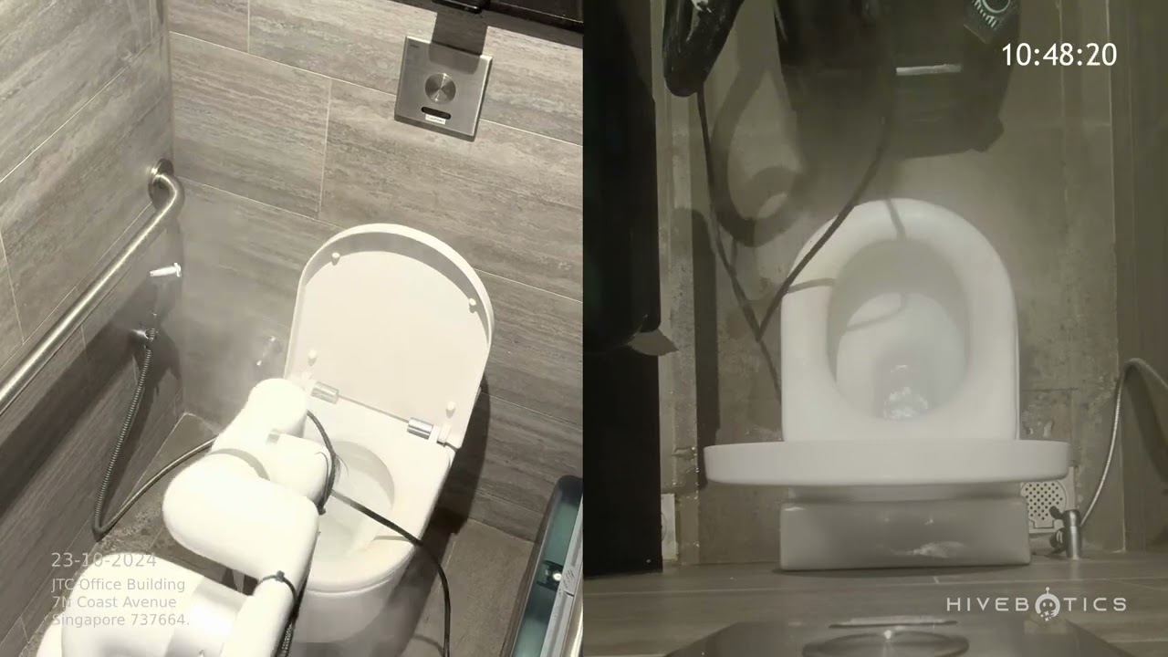 Hivebotics - October 2024 (10x Speed) | Autonomous Commercial Toilet Cleaning Robot