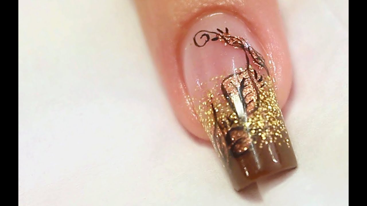 Autumn Copper Foil Nail Art Design Tutorial