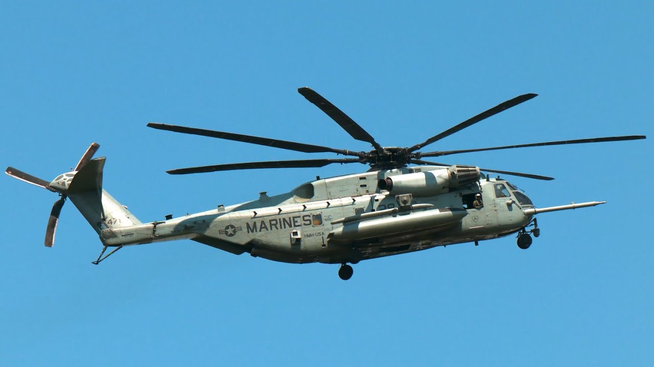 アメリカ海兵隊所属のCH53E スーパースタリオン4機が厚木基地へ飛来 USMC SuperStallion AtsugiBase MARINES HMH