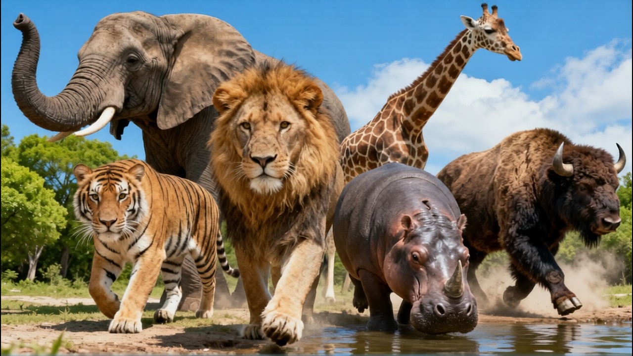 Relaxing Wildlife Walk: Journey Through Forests & Savannahs | Bear, Puma, Lion, Tiger | Animal Hewan