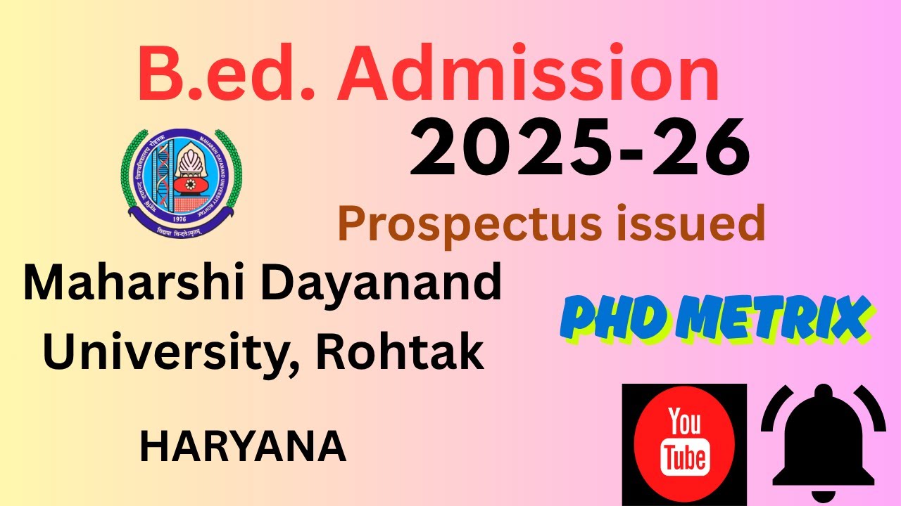 MDU B.Ed. Admission ||2025-26|| prospectus released