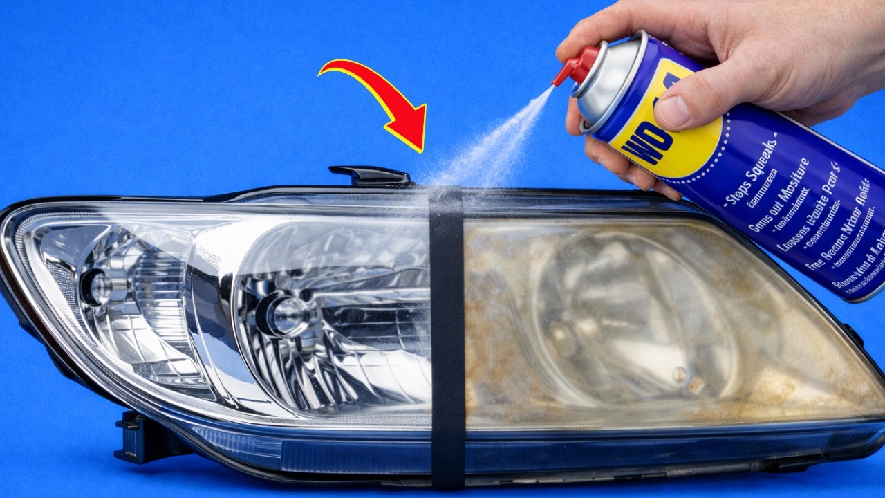 🚗 Верните старым фарам первозданный вид с помощью WD-40 😱 Гениальный трюк, о котором не знают миллио