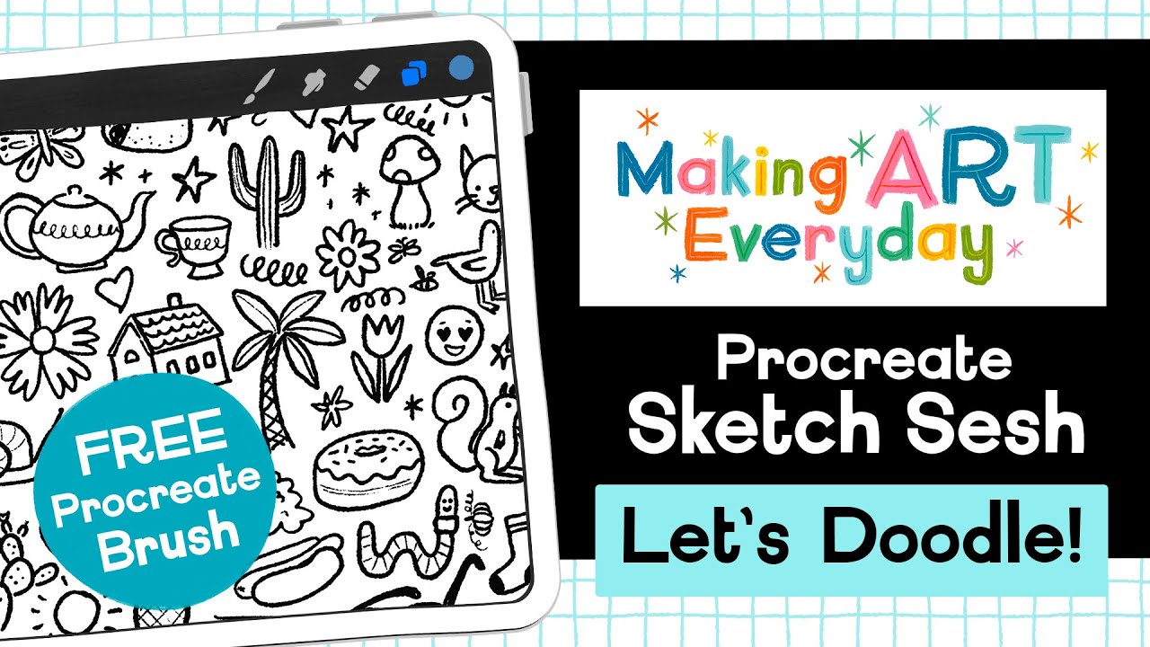 Doodling in Procreate + Free Procreate Brush! // Making Art Everyday Sketch Sesh - March