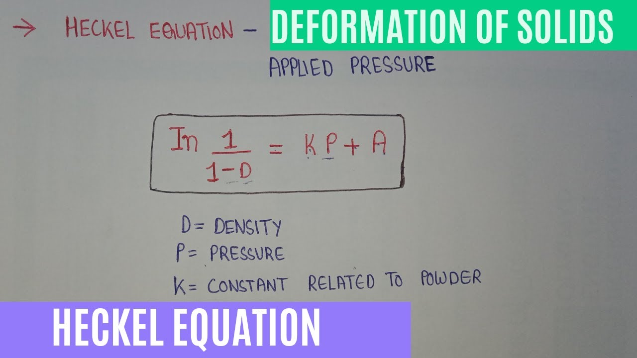 Heckel Equation | Heckel Equation in Deformation of Solids | Physical Pharmaceutics