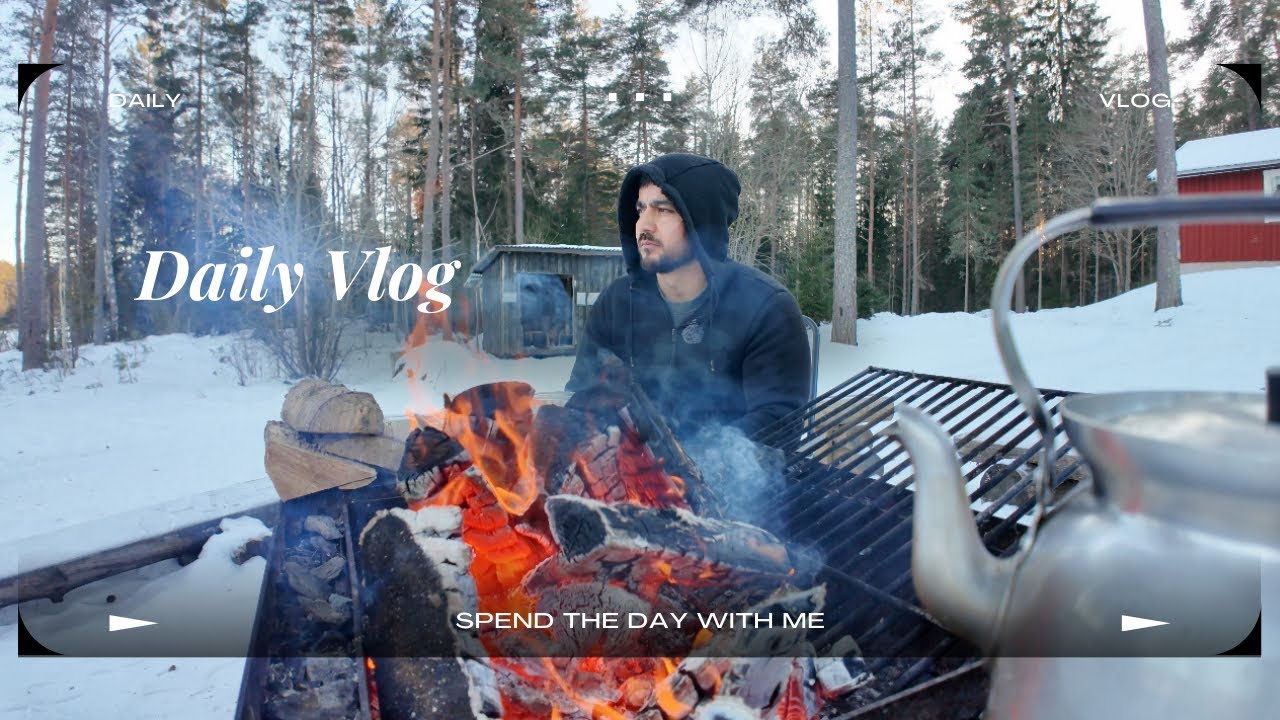 یک چای آتشی در دل طبیعت و هوای سرد زمستان سوئد🇸🇪❄️