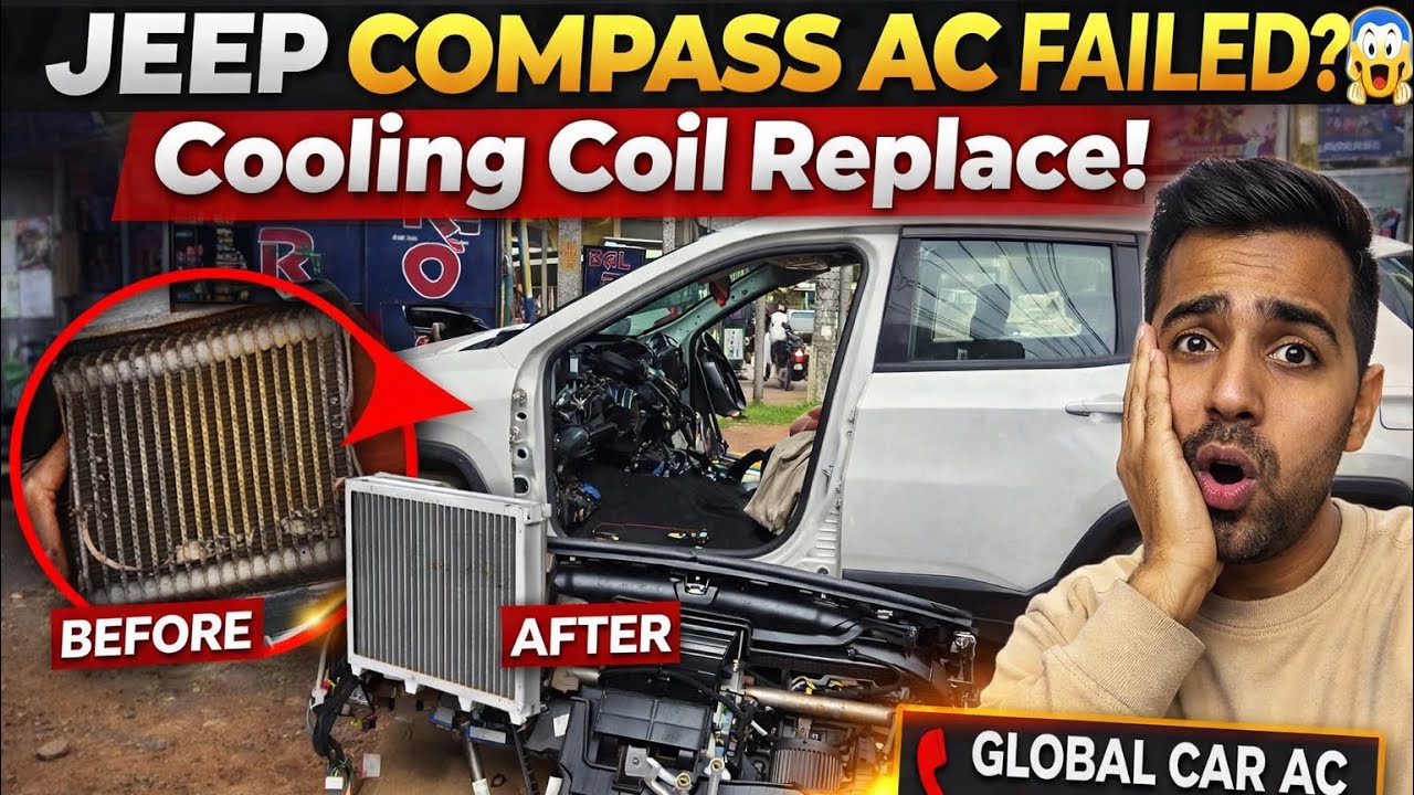 Jeep Compass AC Not Cooling? Full Dashboard Open | Cooling Coil Replacement🔥GLOBAL CAR AC,9040210820