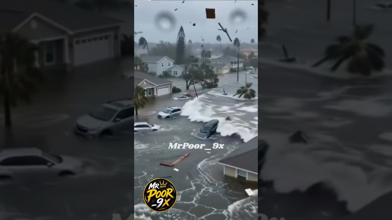 Massive water storm caused heavy damage to cars, roads, and homes! 🌊😱 #Shorts #Flood #Storm #Viral