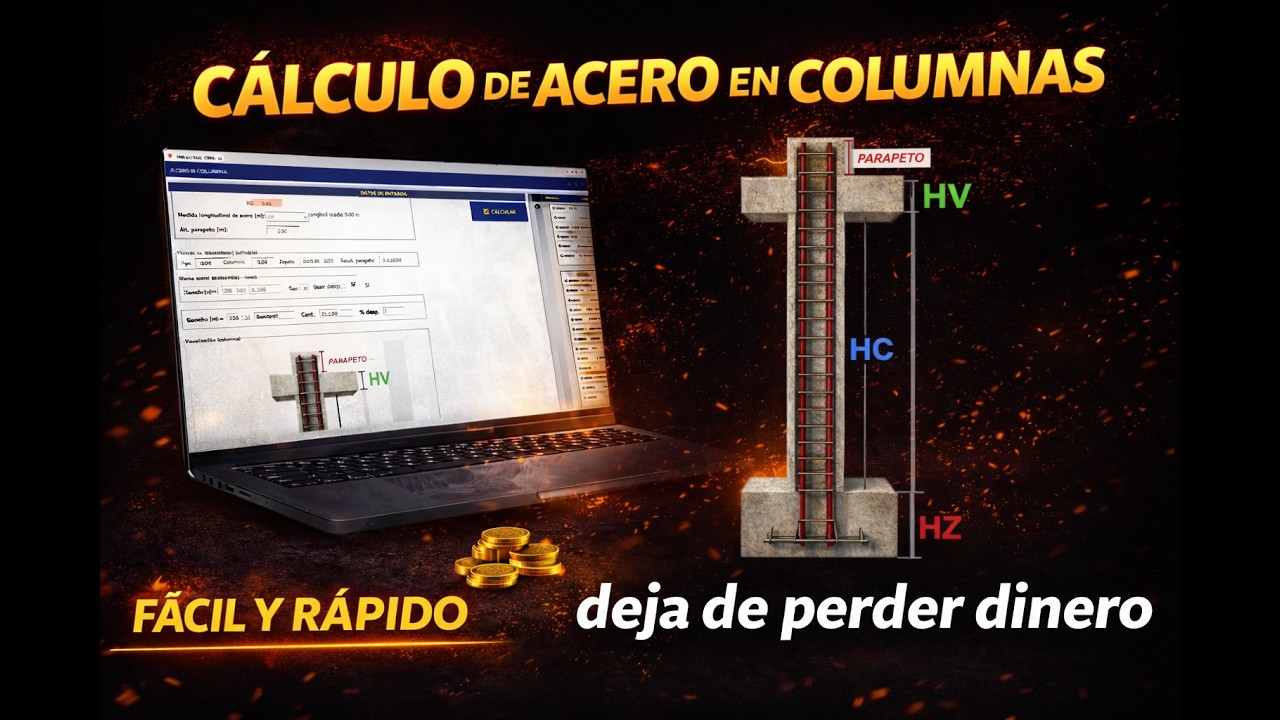 CALCULA ACERO EN COLUMNAS EN SEGUNDOS (LONGITUD + PESO + COSTO ) 👷