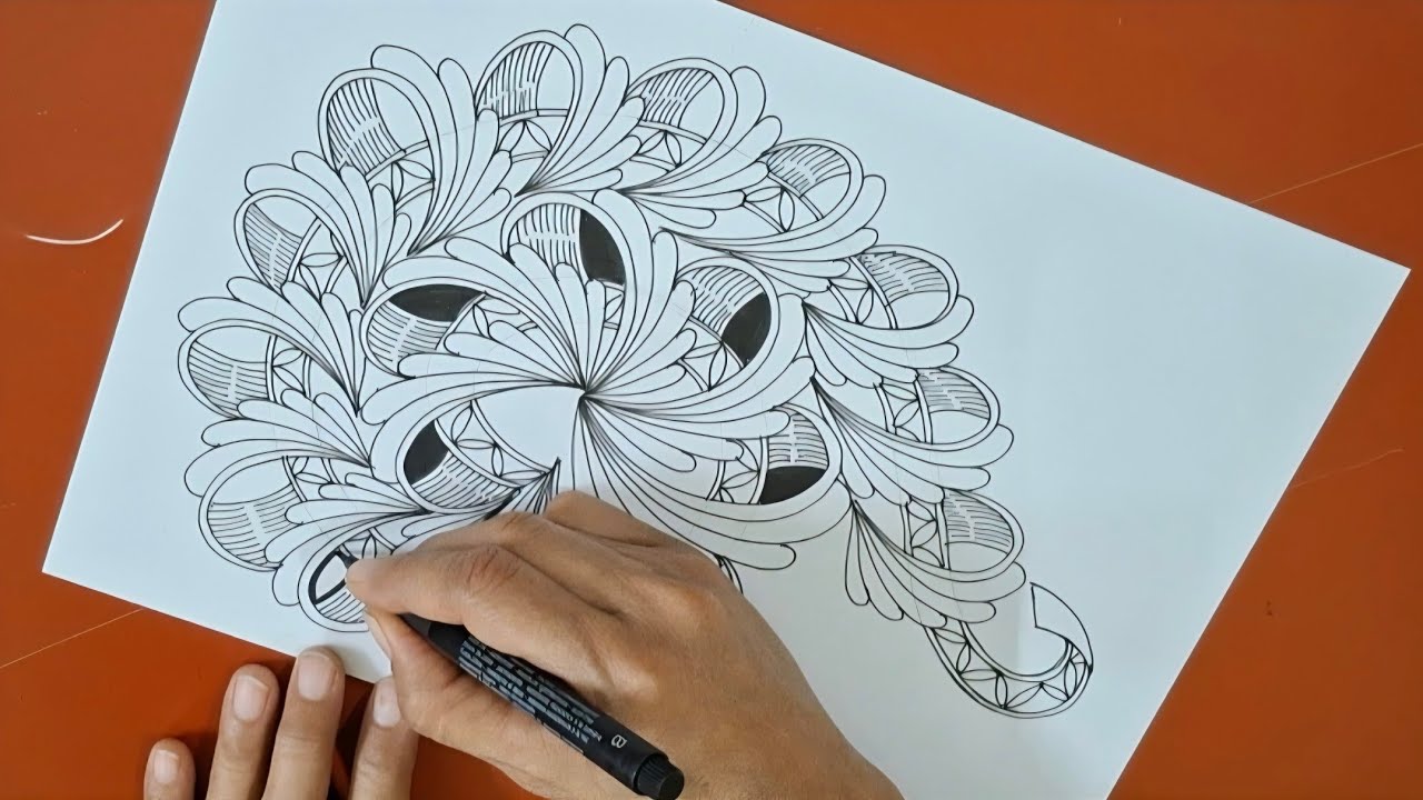 ✨ Beautiful  Zendoodle Art | Easy Black & White Pattern