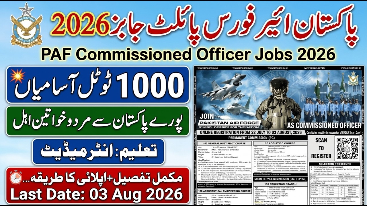 PAF Pilot Jobs 2026 | PAF Commissioned Officer Jobs 2026 How To Apply Online