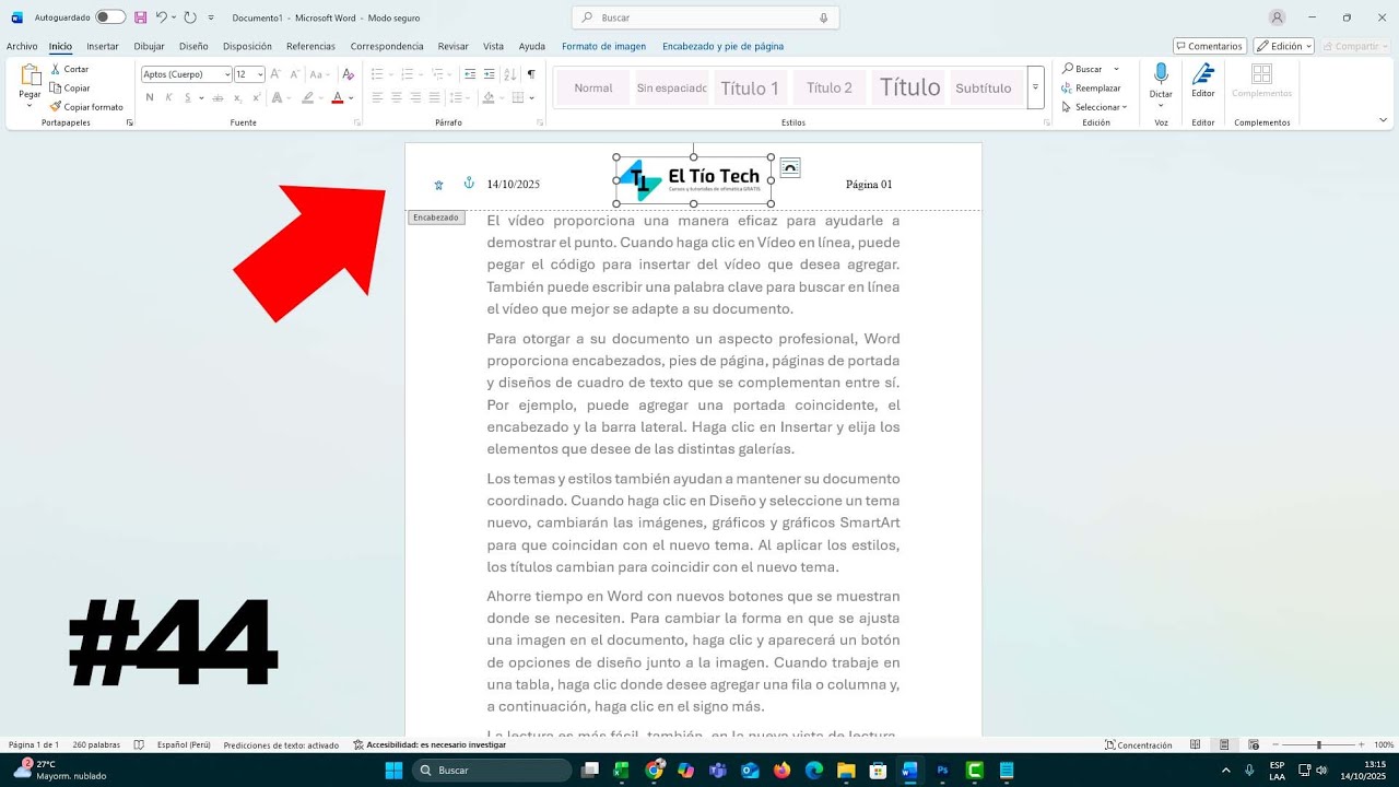 Insertar Encabezados y Pies de Página en Word (Textos, imágenes y numeración)