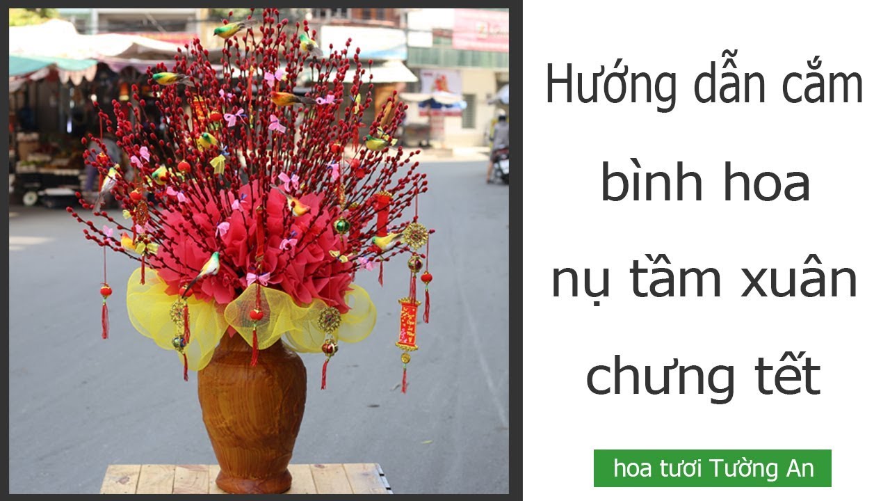 Hướng dẫn cắm bình hoa nụ tầm xuân chưng tết | hoa ngày tết | hoa tươi Tường An