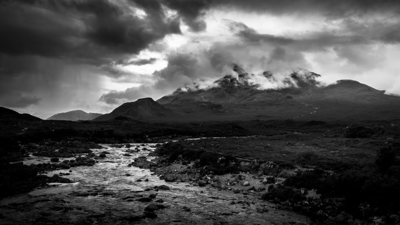 Black And White Landscape Photography Editing in Lightroom - Dark Mountains Of Skye