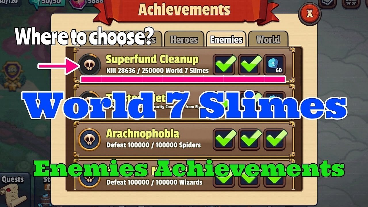 Realm Defense World 7 Enemies Achievements 【World 7 Slimes】Up to Level 201~210