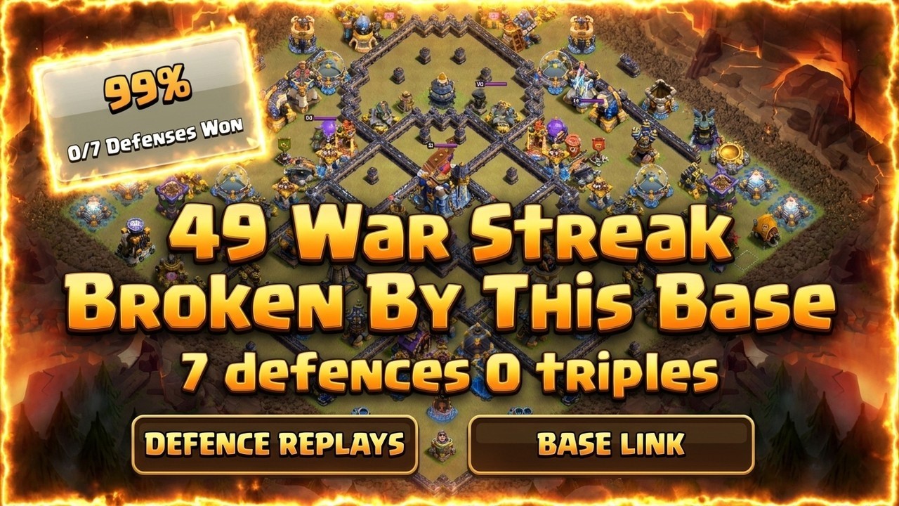 Only TH18 War Base That Survived The Entire War... Streak Breaker 💀 (Replays + Link)