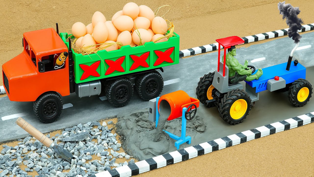 Diy tractor mini Bulldozer to making concrete road | Construction Vehicles, Road Roller