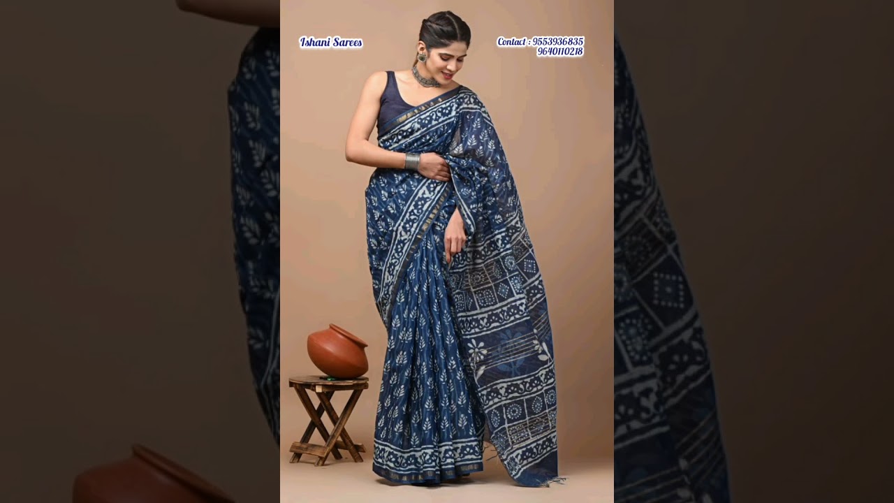 Block Printed Chanderi Silk Sarees Rs. 1580+Shipping #ishanisarees #chanderisilk #saree #chanderi