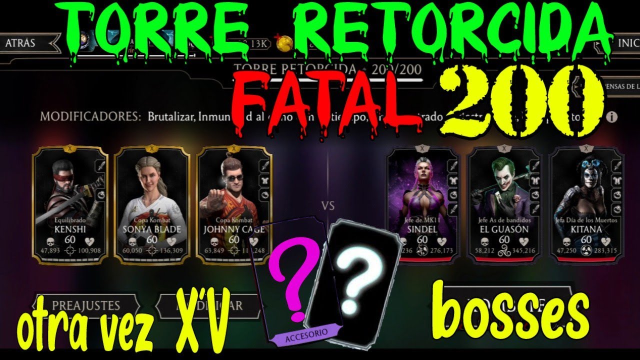 TORRE RETORCIDA FATAL JEFES 200 PERSONAJES DE ORO OTRA VEZ XD/MK MOBILE