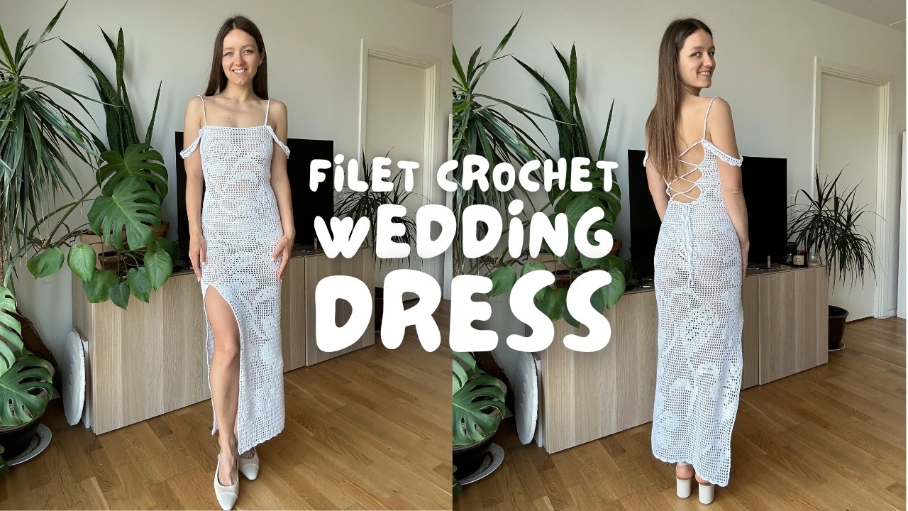 FILET CROCHET DRESS - attempting to crochet a wedding dress 👰 pt 3 vlog - final reveal