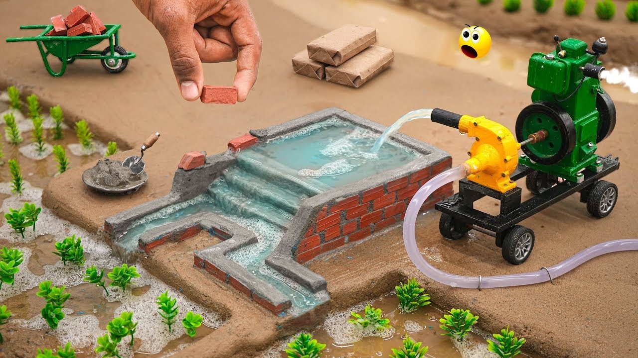 diy diorama making mini motor water pump science project  | diy how to make mini tractor videos