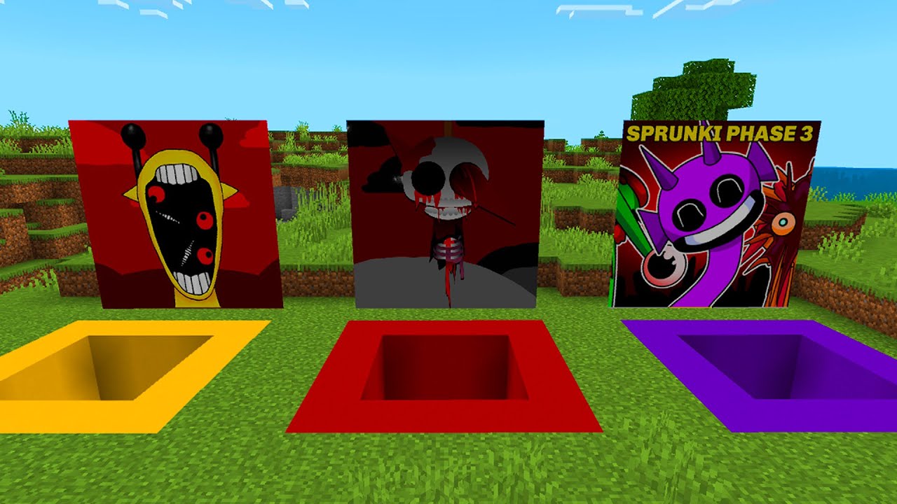 SPRUNKI SIMON VS RADDY VS DURPLE PITS in Minecraft PE
