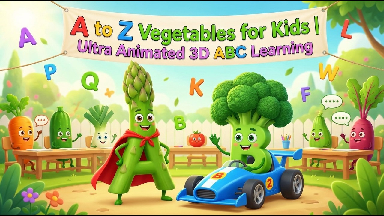 A to Z Vegetables for Kids | Ultra Animated 3D ABC Learning🥕🥦