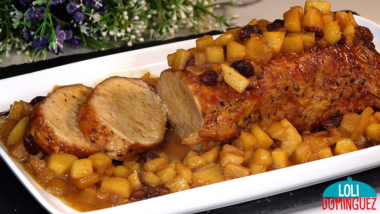 LOMO AL HORNO CON SALSA DE MANZANAS  ESPECIAL NAVIDAD. Deliciosa y fácil  receta de Lomo muy jugoso