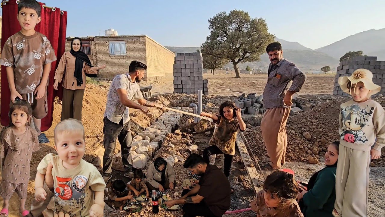🏡❤️ Sajjad & Raheleh&rsquo;s Family Day 👗🛍️ Lunch Together 🍽️🧱 Building the Yard Wall 👨&zwj;👩&zwj;👧&zwj;👦✨