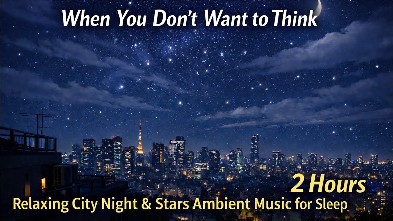 何も考えたくない夜に。都会の星空と静かな癒しBGM【2時間】 | Relaxing City Night & Stars Ambient Music for Sleep (2 Hours)