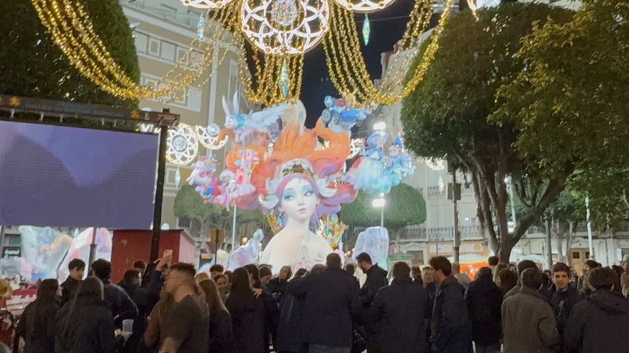 Fallas Lights at Night | Walk from Bailén to Calle Cuba (Ruzafa)