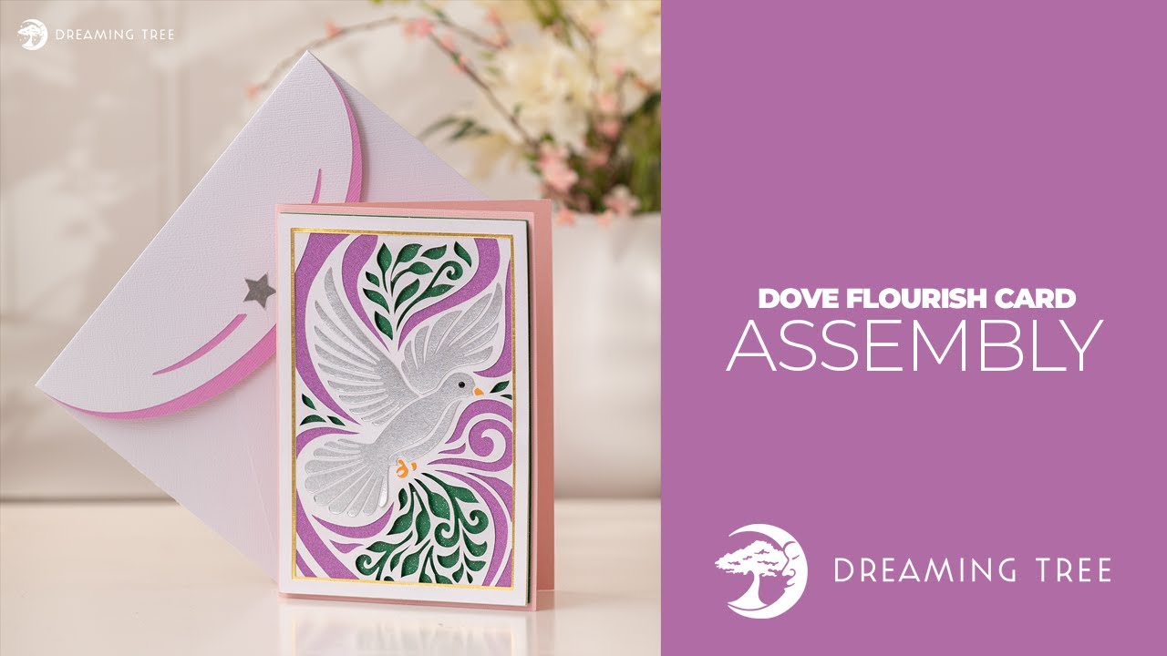 SVG File - Dove Flourish Card - Assembly Tutorial (Cricut, Silhouette, ScanNCut)