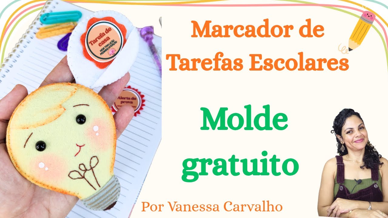 MOLDE GRATUITO marcador de tarefas escolares - lâmpada em feltro