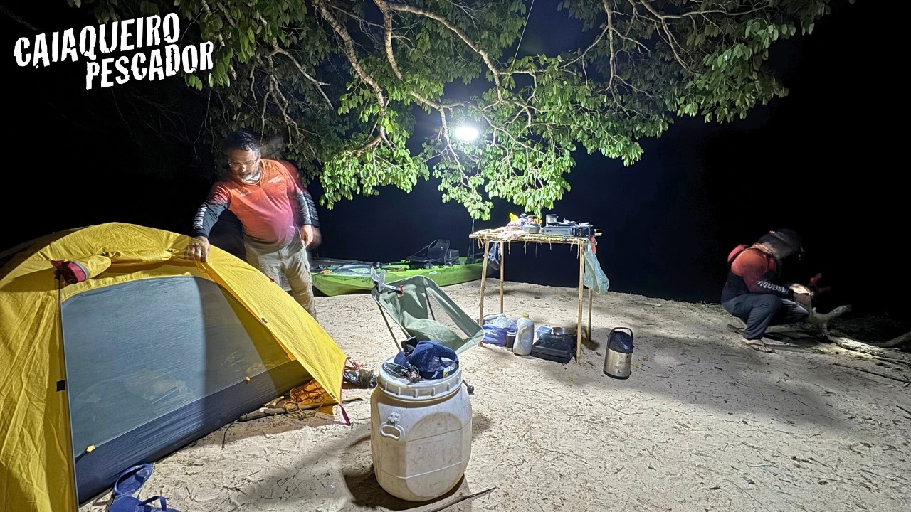 PESCAMOS E ACAMPAMOS NA BEIRA DO RIO COM CAIAQUES. #caiaqueiropescador