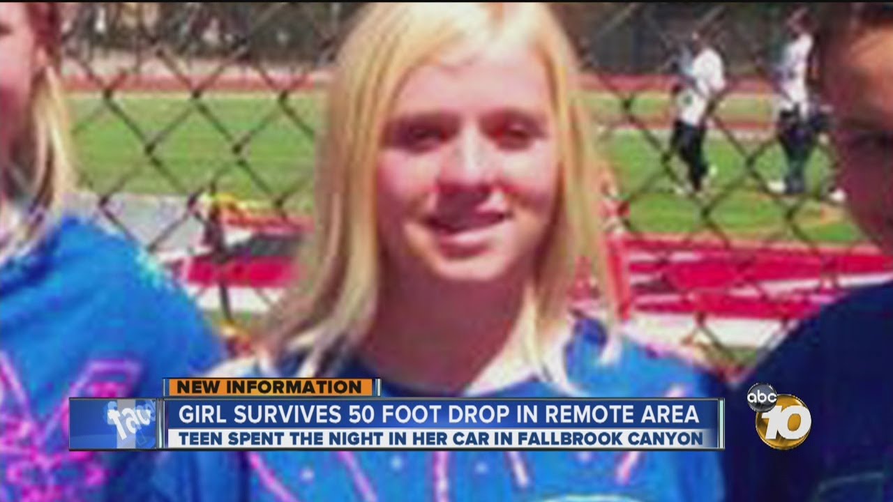 Teen survives 50-foot drop after car goes off road in remote area in Fallbrook