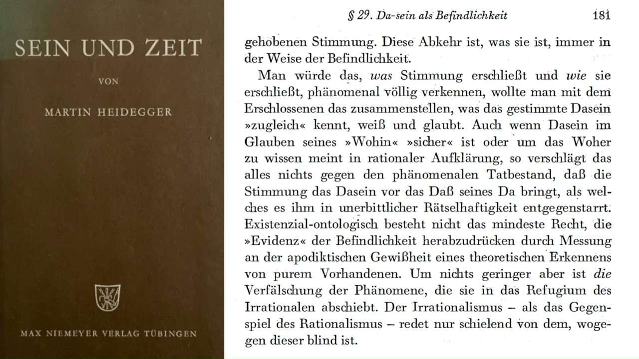 Heidegger | SEIN UND ZEIT | I. Abschnitt: Kapitel 5.A. | § 29 (1/2)