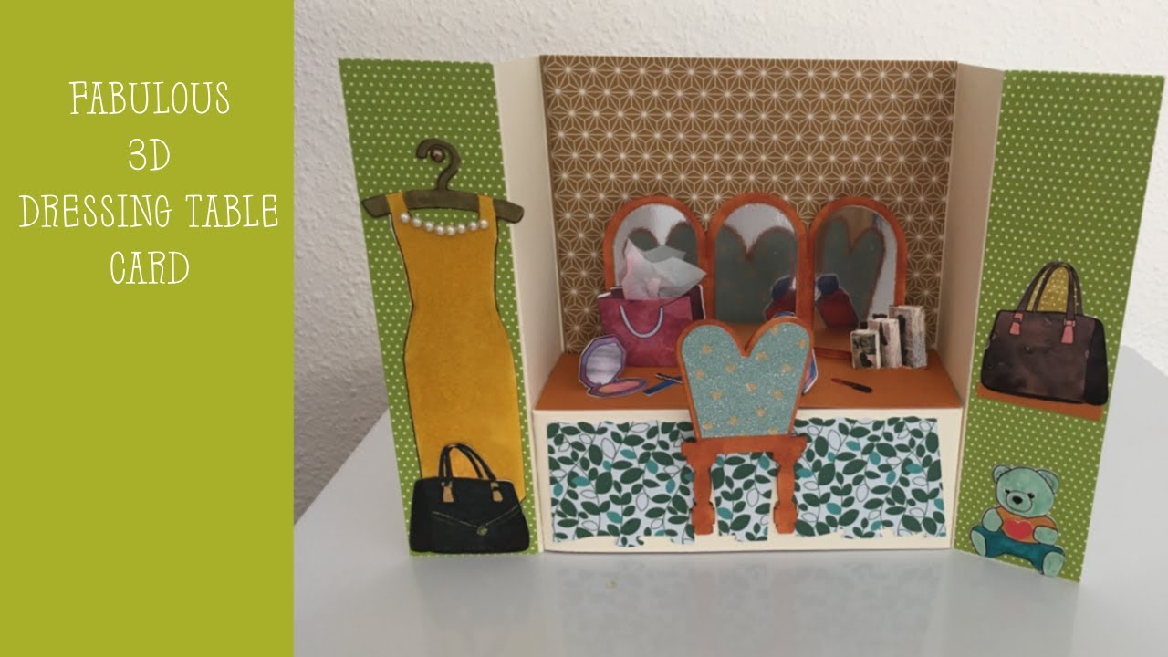 3D Card - Dressing Table Bench Fold (inc file)